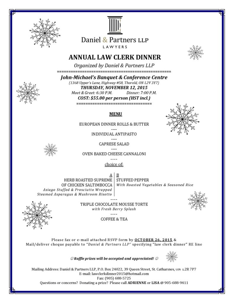 Law Clerk Dinner 2015